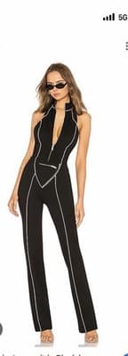 IAMGIA Beltrix Jumpsuit Black Reflective Trim Zip Front Size S NWT - Thumbnail 12