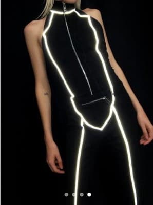 IAMGIA Beltrix Jumpsuit Black Reflective Trim Zip Front Size S NWT - Thumbnail 3