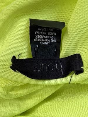 H:ours Neon Lime Green Bodycon Midi Dress XS Sleeveless Open Back Stretch - Thumbnail 4