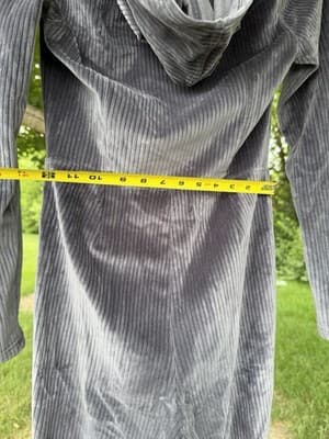 Fabletics Gray Velour Hooded Jumpsuit XS Zip Front Wide Leg Lounge One Piece - Thumbnail 9