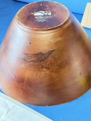 Large Mango Wood Sunflower Decorative Bowl Hand Painted Made In India - Thumbnail 6