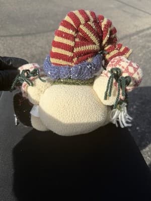 Vintage Plush Snowman Christmas Winter Holiday Decor Stuffed Toy 9” Tall - Thumbnail 4