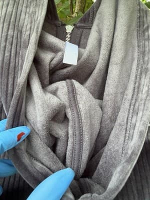 Fabletics Gray Velour Hooded Jumpsuit XS Zip Front Wide Leg Lounge One Piece - Thumbnail 8