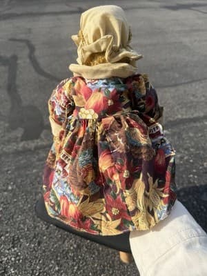 Vintage Country Bear Plush Doll Harvest Fall Decor Pumpkin Prairie Dress 14” - Thumbnail 7