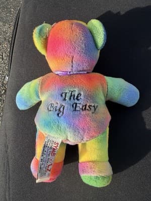 SYMBOLZ Oregon State Plush Teddy Bear Rainbow Tie Dye Souvenir RGU Group 2005 7” - Thumbnail 5