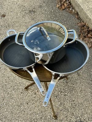 Chef’s Hybrid 4 Pc Cookware Set Frying Pans & Pot w Lid Stainless Nonstick - Thumbnail 2