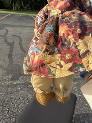 Vintage Country Bear Plush Doll Harvest Fall Decor Pumpkin Prairie Dress 14” - Thumbnail 8