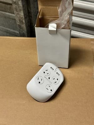 360 Electrical Rotating Power Strip 4 Outlet 2 USB Surge Protector - Thumbnail 2