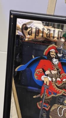 Captain Morgan Original Spiced Rum Bar Mirror Framed Vintage Wall Decor - Thumbnail 7