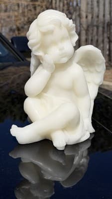 LED Cherub Angel Figure White Battery Operated 8” Decor Timer Light - Thumbnail 2