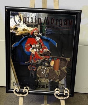 Captain Morgan Original Spiced Rum Bar Mirror Framed Vintage Wall Decor