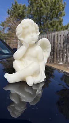 LED Cherub Angel Figure White Battery Operated 8” Decor Timer Light