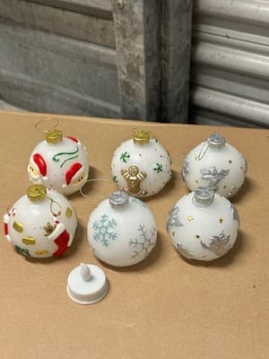Set of 6 LED Christmas Ball Candles Battery Operated Holiday Decor