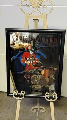 Captain Morgan Original Spiced Rum Bar Mirror Framed Vintage Wall Decor - Thumbnail 4