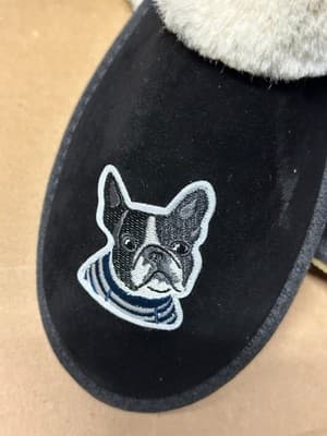 Soludos Women’s Slippers Faux Fur Black Dog Embroidered Cozy Shoes - Thumbnail 3