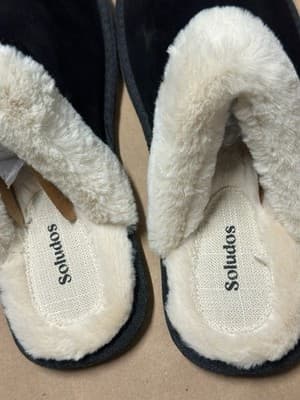 Soludos Women’s Slippers Faux Fur Black Dog Embroidered Cozy Shoes - Thumbnail 5