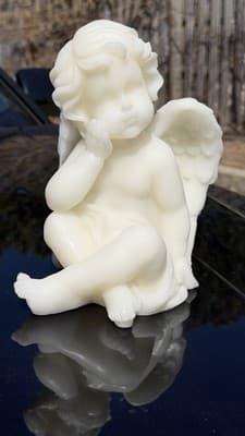 LED Cherub Angel Figure White Battery Operated 8” Decor Timer Light - Thumbnail 3