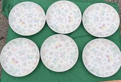 Temp-tations by Tara Butterfly Floral Dinner Plates Set of 6 Ceramic 11”