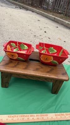 Temp-tations Poppy Passion Set of 2 Square Bowls 1.5 Qt Red Floral Ceramic - Thumbnail 2