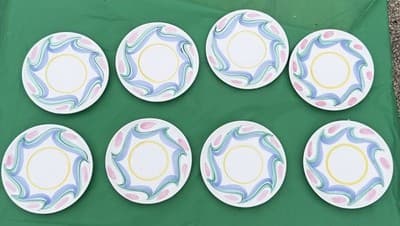 Set of 8 Hand Painted Italian Salad Dessert Plates Elizabeth Roach 8”