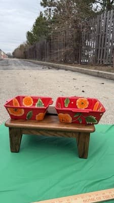 Temp-tations Poppy Passion 2 Qt Square Bowls Set of 2 Red Floral Bakeware