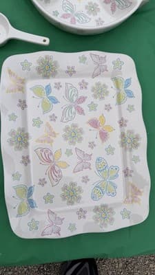 Temp-tations by Tara Butterfly Floral Serving Set 10 Pc Plates Bowls Tray - Thumbnail 7