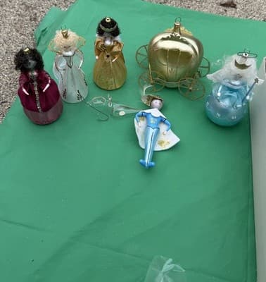 De Carlini Rare Italian Glass Christmas Ornament Set 7 Pc w/ Box