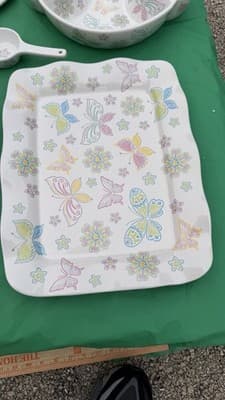 Temp-tations by Tara Butterfly Floral Serving Set 10 Pc Plates Bowls Tray - Thumbnail 9