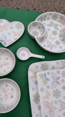 Temp-tations by Tara Butterfly Floral Serving Set 10 Pc Plates Bowls Tray - Thumbnail 5