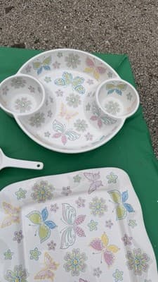 Temp-tations by Tara Butterfly Floral Serving Set 10 Pc Plates Bowls Tray - Thumbnail 6