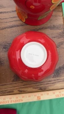 Temp-tations Poppy Passion Pitcher Mug & 3 Bowls 5 Pc Red Floral Set - Thumbnail 12