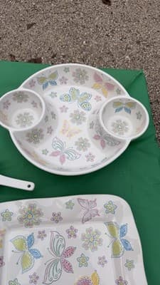 Temp-tations by Tara Butterfly Floral Serving Set 10 Pc Plates Bowls Tray - Thumbnail 11