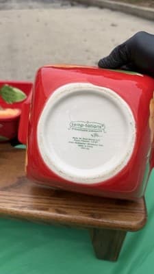 Temp-tations Poppy Passion Set of 2 Square Bowls 1.5 Qt Red Floral Ceramic - Thumbnail 10