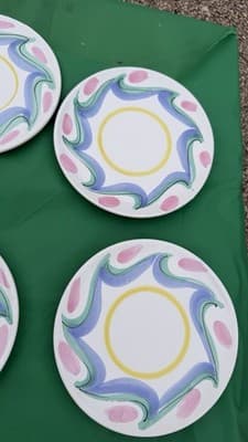 Set of 8 Hand Painted Italian Salad Dessert Plates Elizabeth Roach 8” - Thumbnail 8