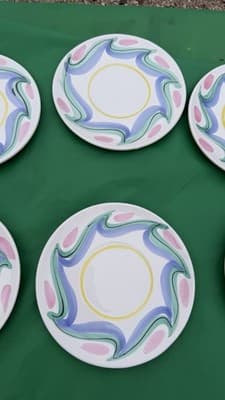 Set of 8 Hand Painted Italian Salad Dessert Plates Elizabeth Roach 8” - Thumbnail 7