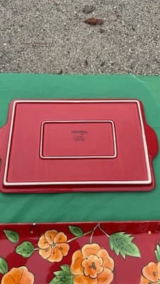 Temp-tations by Tara Red Floral Serving Trays Set of 2 Rectangular Platters - Thumbnail 15