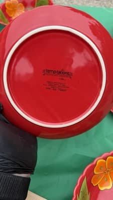 Temp-tations Poppy Passion 8 Pc Set 4 Bowls 4 Plates Red Floral Ceramic - Thumbnail 13