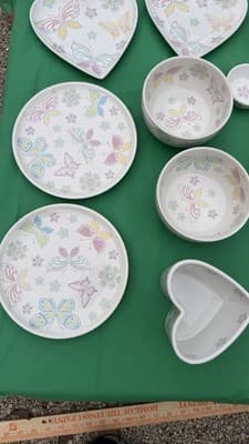 Temp-tations by Tara Butterfly Floral Serving Set 10 Pc Plates Bowls Tray - Thumbnail 3
