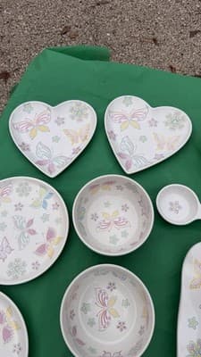 Temp-tations by Tara Butterfly Floral Serving Set 10 Pc Plates Bowls Tray - Thumbnail 12