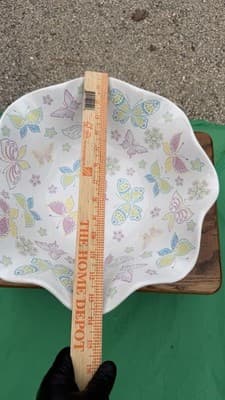 Temp-tations by Tara Butterfly Bowl Scalloped Serving Bowl 12” Ceramic - Thumbnail 6