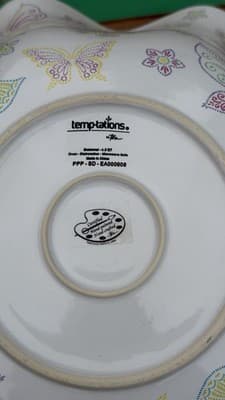 Temp-tations by Tara Butterfly Bowl Scalloped Serving Bowl 12” Ceramic - Thumbnail 9