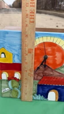 Nino Parrucca Italian Ceramic Tile Clock Hand Painted Sicily Scene 10” - Thumbnail 6