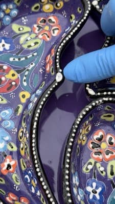 Handmade Turkish Divided Serving Tray Purple Floral Appetizer Platter 14” - Thumbnail 5