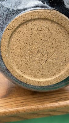 Handmade Studio Pottery Bowl Gray Black Glazed Stoneware 8.5” - Thumbnail 11