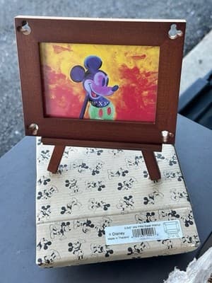 Disney Mickey Mouse 3.5x5 Photo Frame Easel Walnut Wood Desk Frame w/ Box - Thumbnail 5