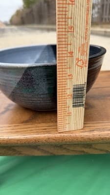 Handmade Studio Pottery Bowl Gray Black Glazed Stoneware 8.5” - Thumbnail 7