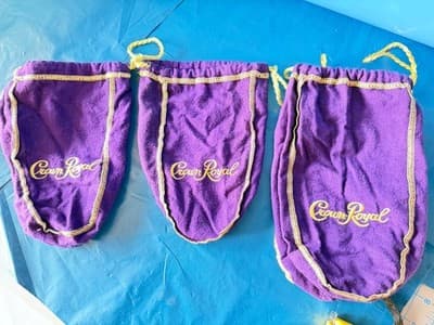Lot of 3 Crown Royal Purple Velvet Drawstring Bags Empty Gift Pouches - Thumbnail 2