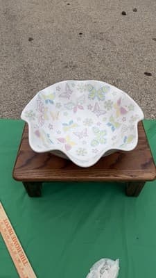 Temp-tations by Tara Butterfly Bowl Scalloped Serving Bowl 12” Ceramic - Thumbnail 3
