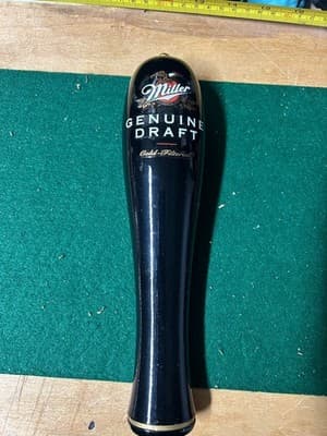 Miller Genuine Draft Beer Tap Handle Black Gold Draft Bar Knob Vintage