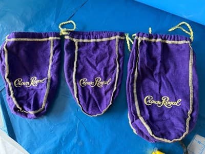 Lot of 3 Crown Royal Purple Velvet Drawstring Bags Empty Gift Pouches